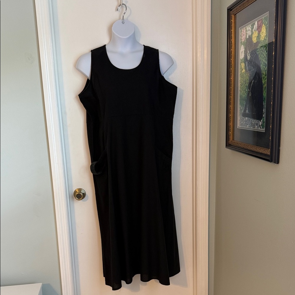 Black Linen Sleeveless Dress 2X